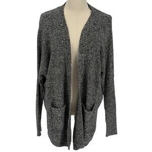 Express Marled Knit Open Front Cardigan Sweater Women‎ Black White Size M